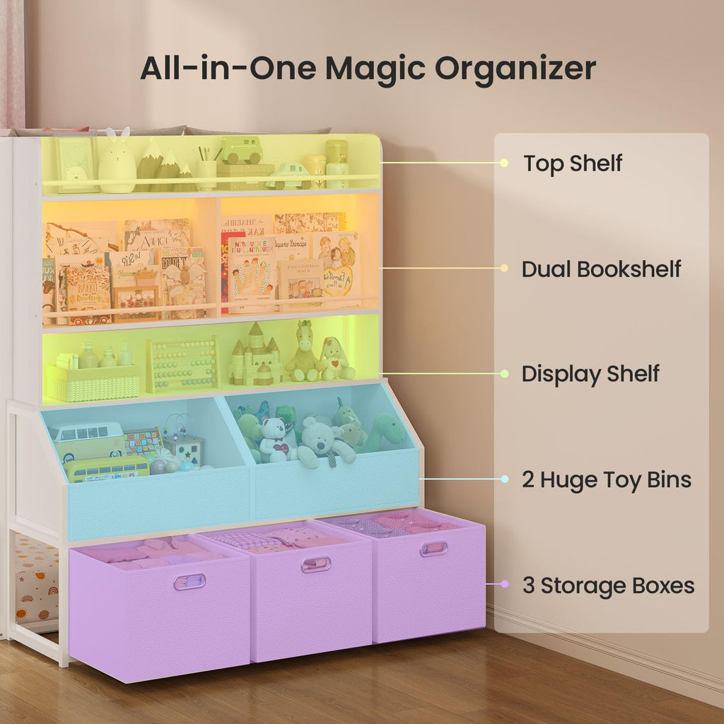 Twin Over Twin Bunk Bed with Bookshelf and Drawers F439920