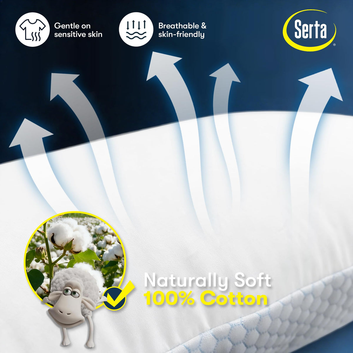 Queen Size Set of 2 Cooling Bed Pillows N7798