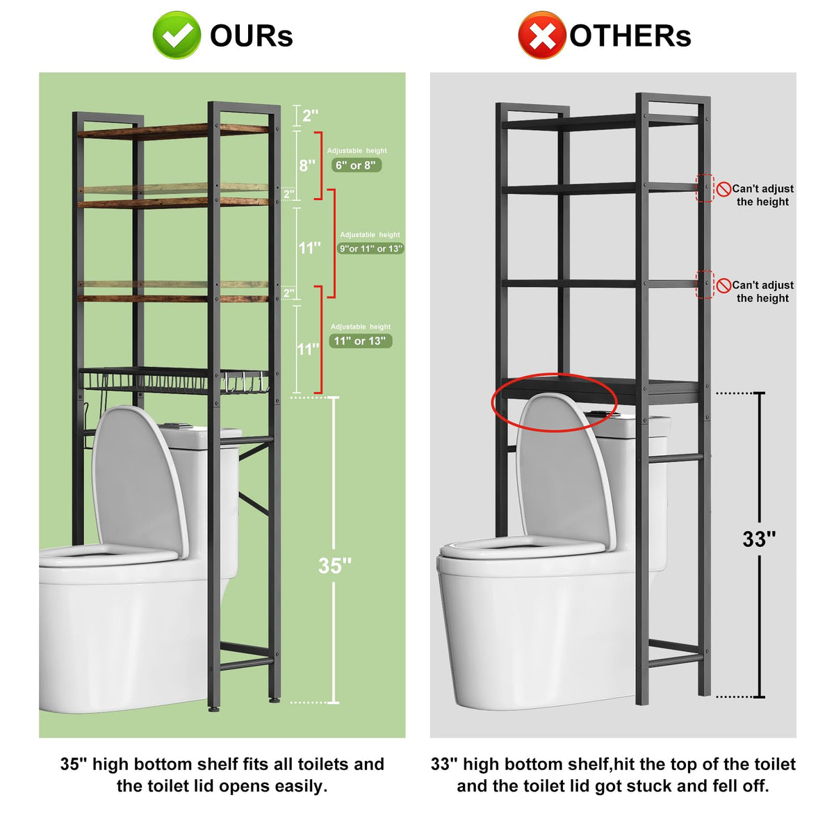 4-Tier Over-The-Toilet Storage Rack with Basket U5801