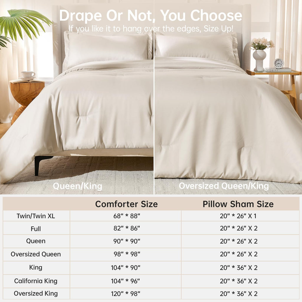 Beige King Size 3 Piece Comforter Set I862