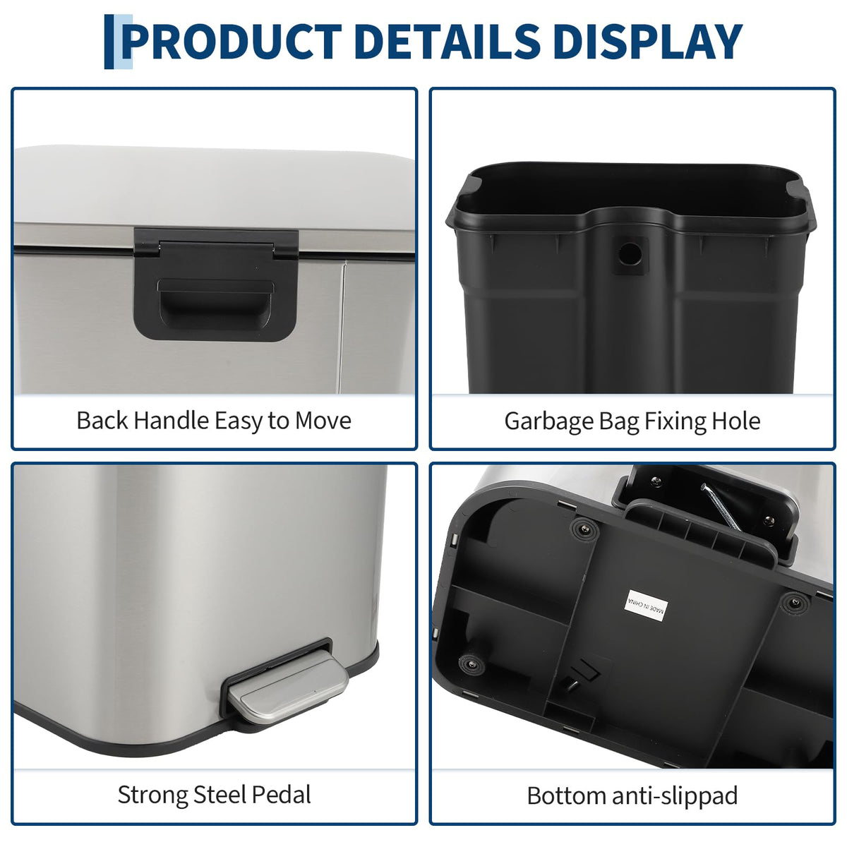 13.2 gal Stainless Steel Step Trash Can Y305