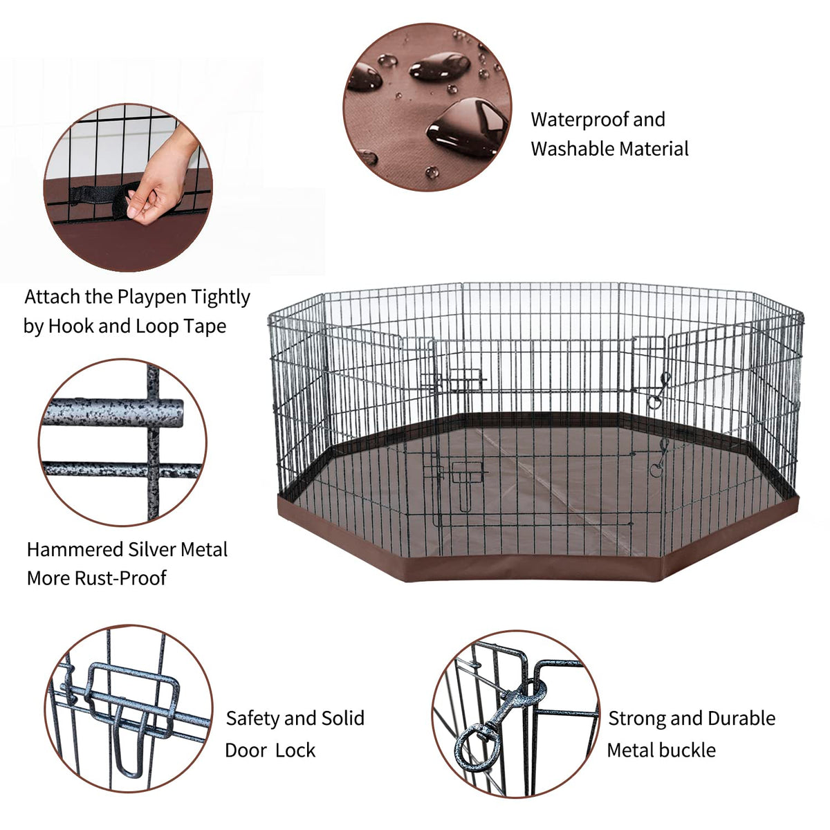 Foldable Metal Dog Playpen 8 Panels 36 Inch B813727