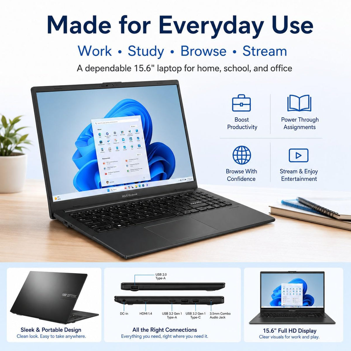 15.6" FHD Laptop AMD Ryzen 5 8GB RAM 512GB SSD R314