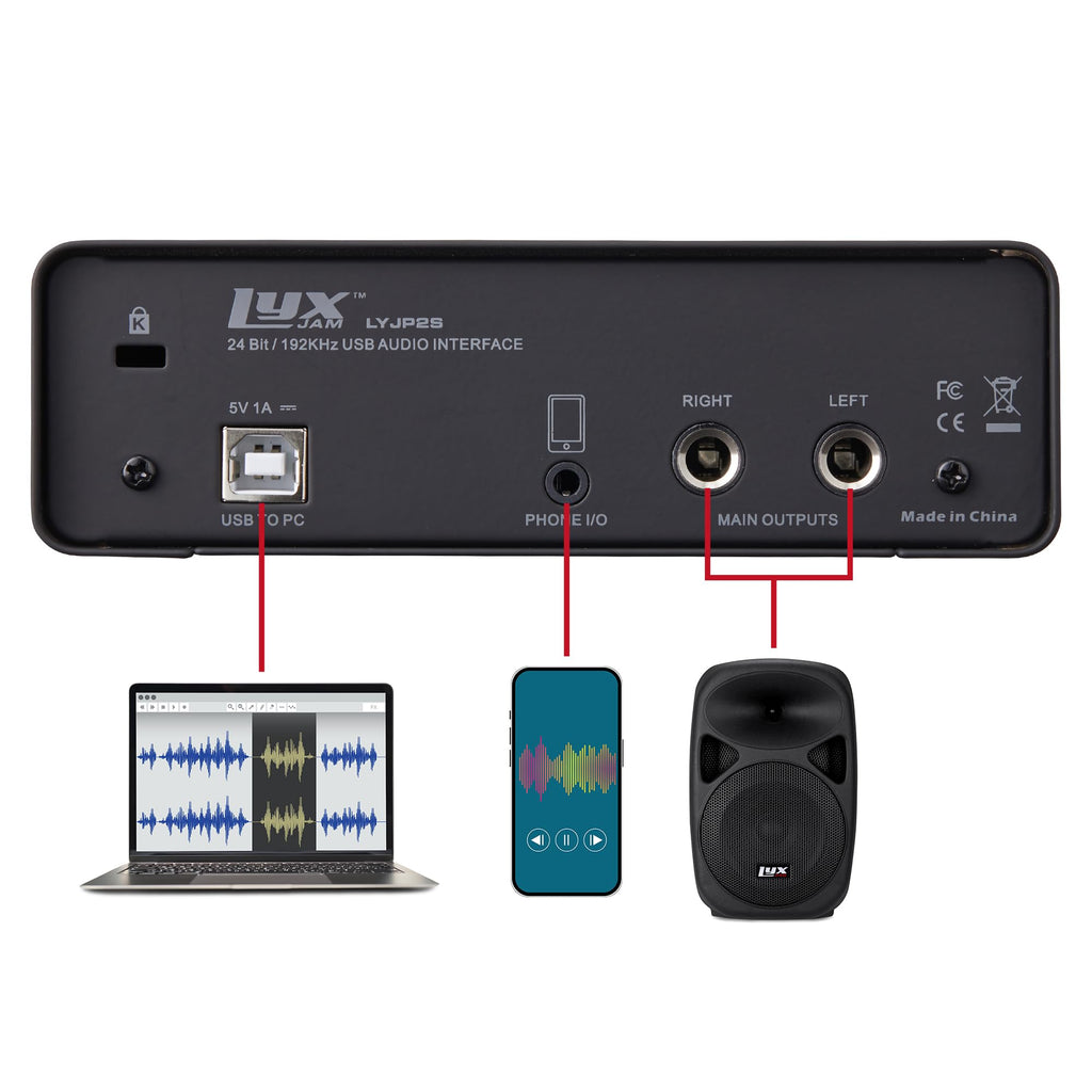 2x2 USB Audio Interface Recording Bundle with Condenser Mic, Headphones, Shockmount, XLR Cable N43028
