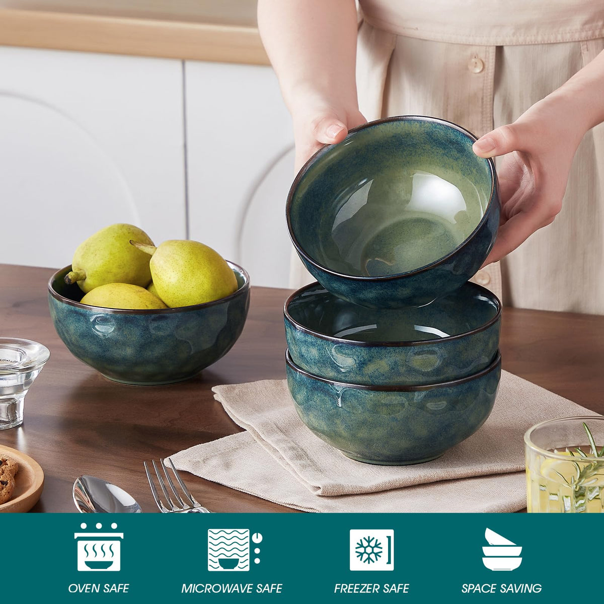 Ceramic Green Bowls Set of 4 V18442