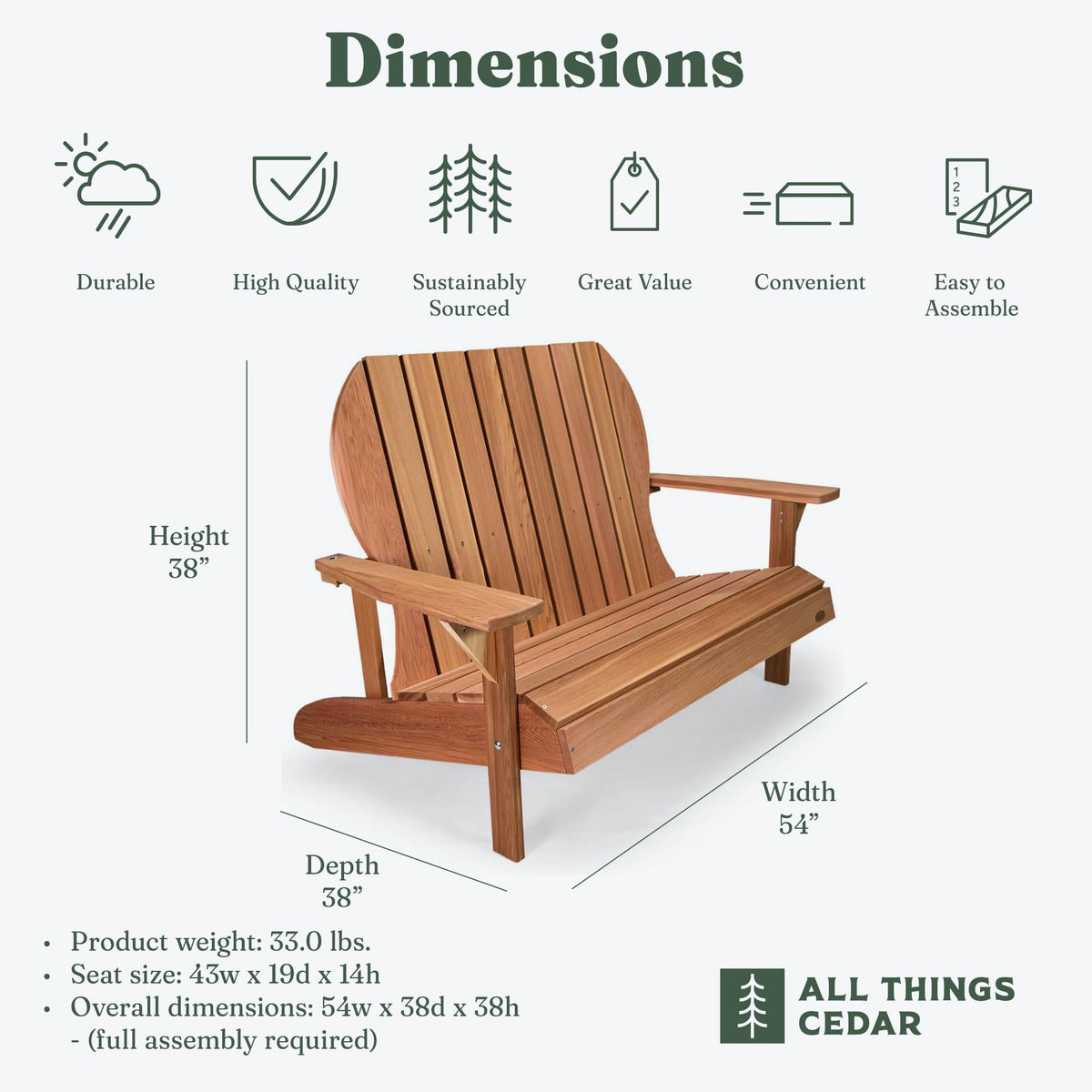 Adirondack Loveseat with Curved Armrests T549465