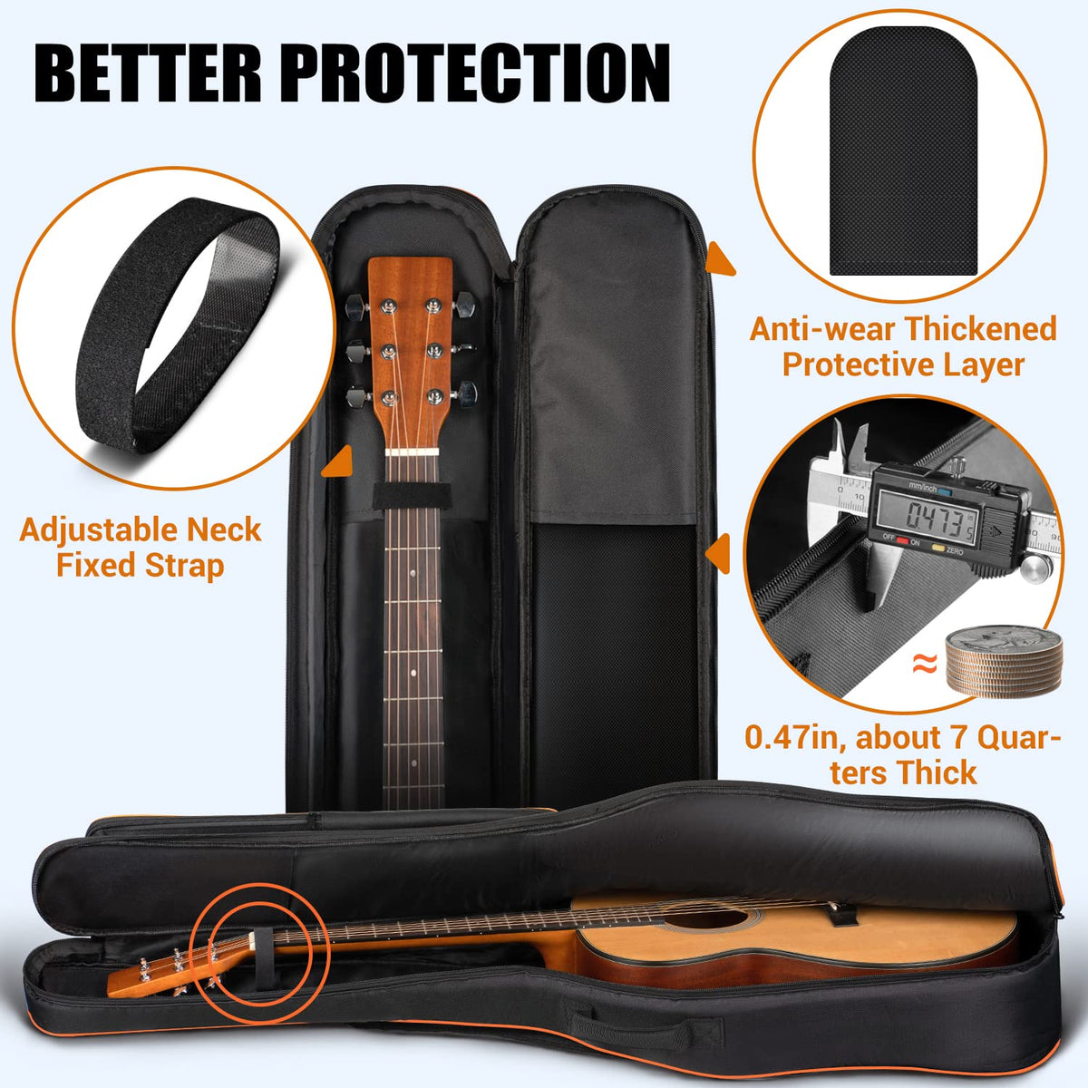 44 Inch Guitar Bag with Adjustable Shoulder Strap O729