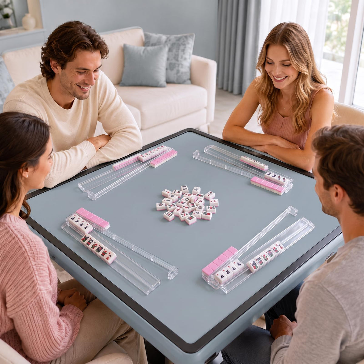 Clear Mahjong Racks with Pushers, 4-Pack F280178