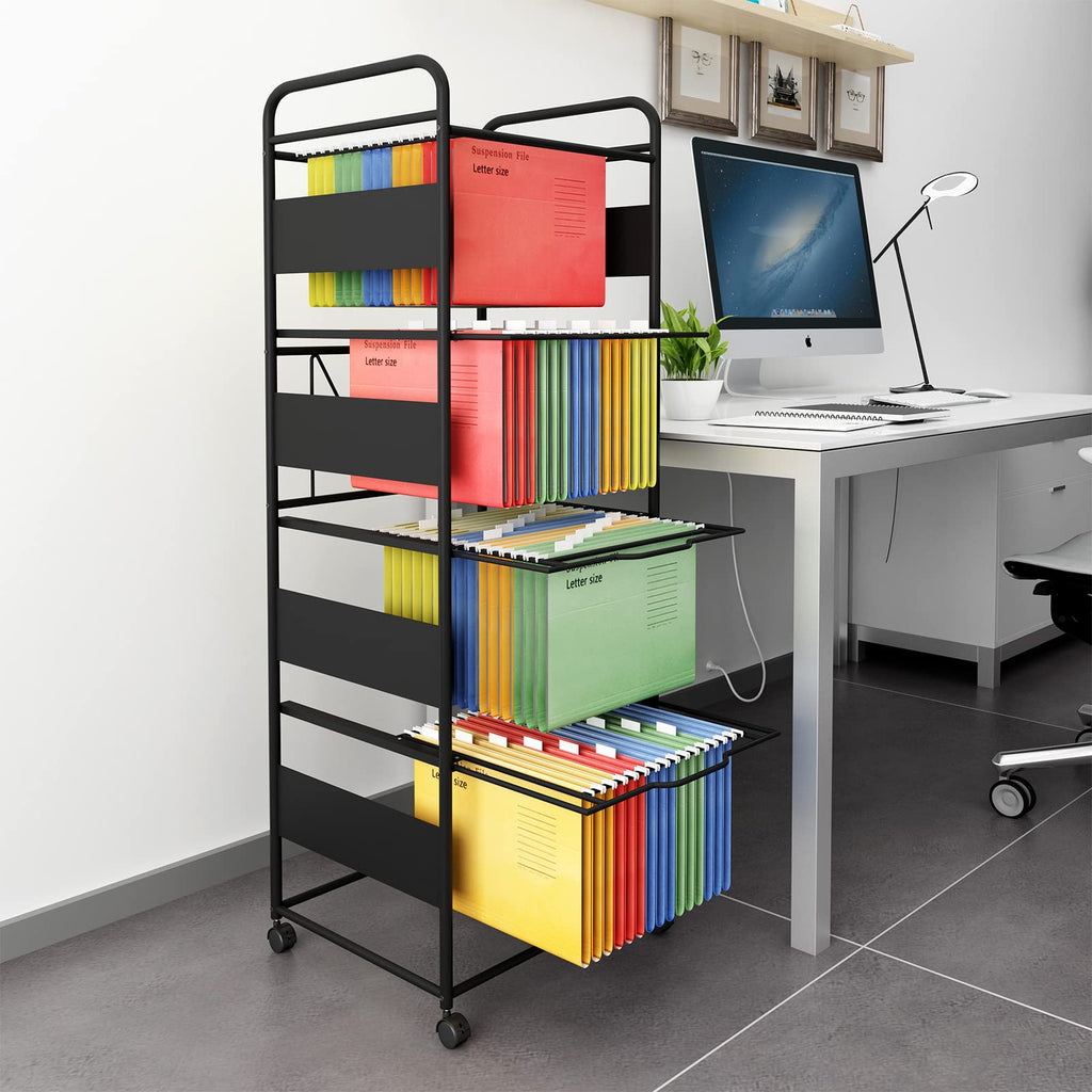 4-Tier Metal File Cart with Wheels T999