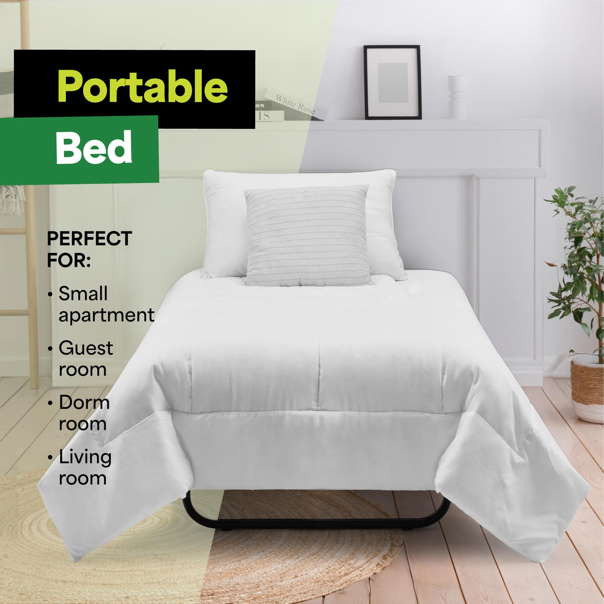 Folding Bed with Mattress Twin Size 5-inch Memory Foam J210