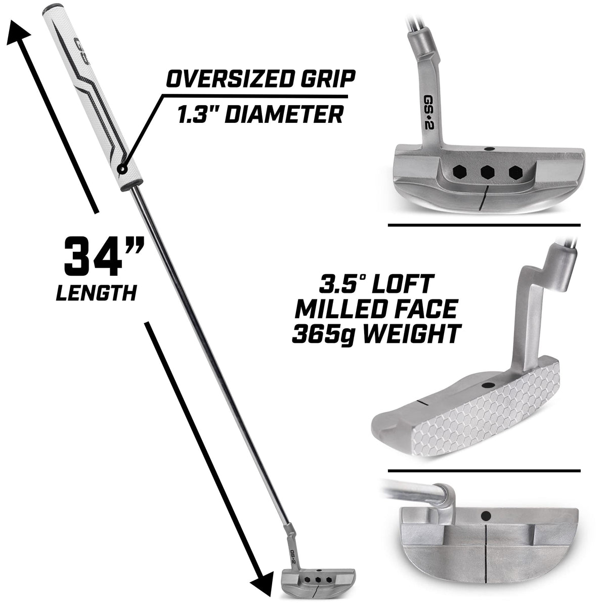 34” Right-Handed Mallet Putter with Milled Face O806