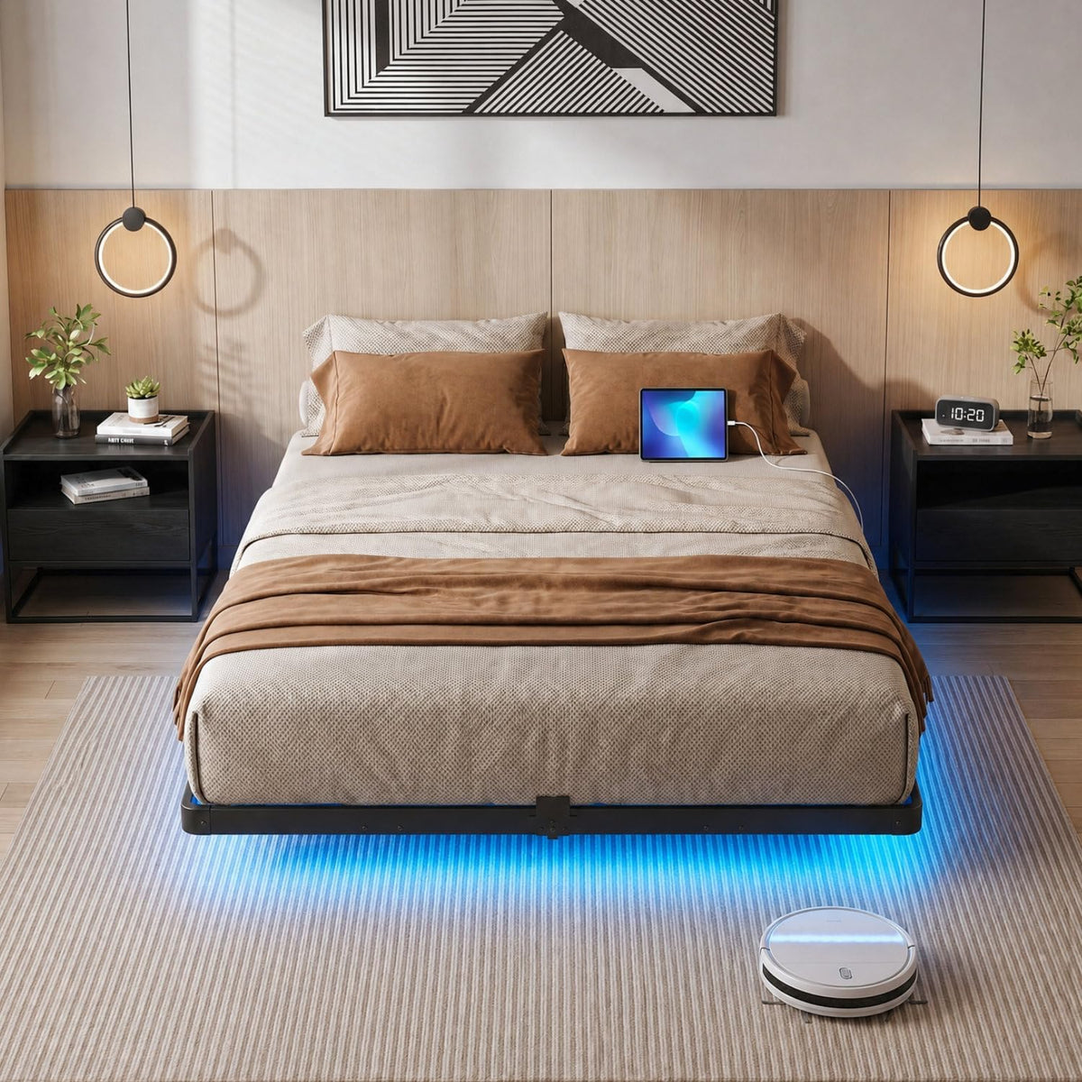 Full Floating Bed Frame with LED Lights X972