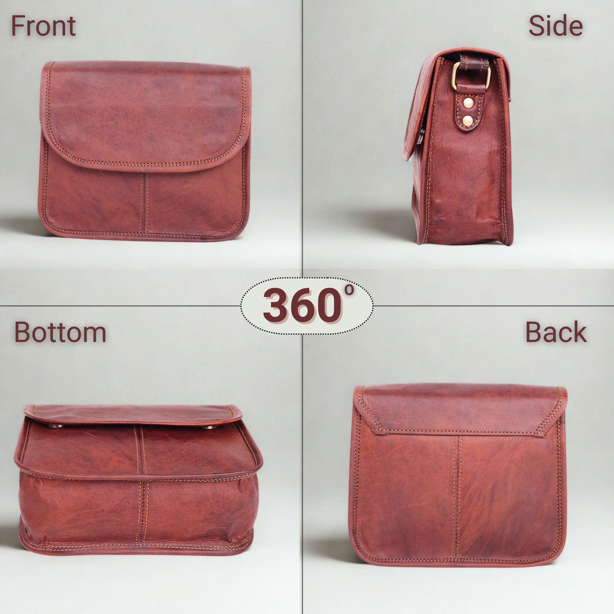 Brown Leather Crossbody Purse W64075