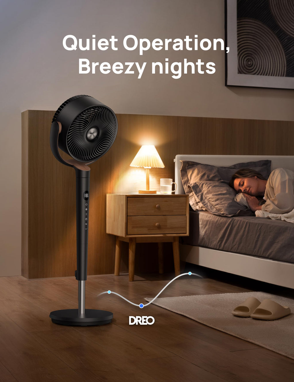 120° Oscillating Standing Fan, Quiet Floor Fan with DC Motor, 9 Speeds, 4 modes, 37-42" Adjustable Height, 9H Timer, Dark Gray S67199