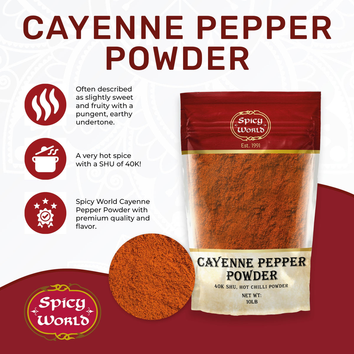 Cayenne Pepper Powder 10 Pound Bulk Bag N46896