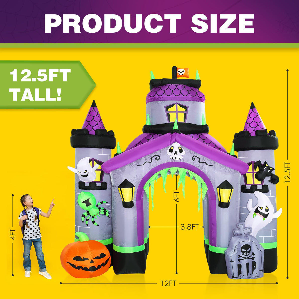 Giant 12.5 FT Halloween Inflatables Archway Outdoor Decorations H2925