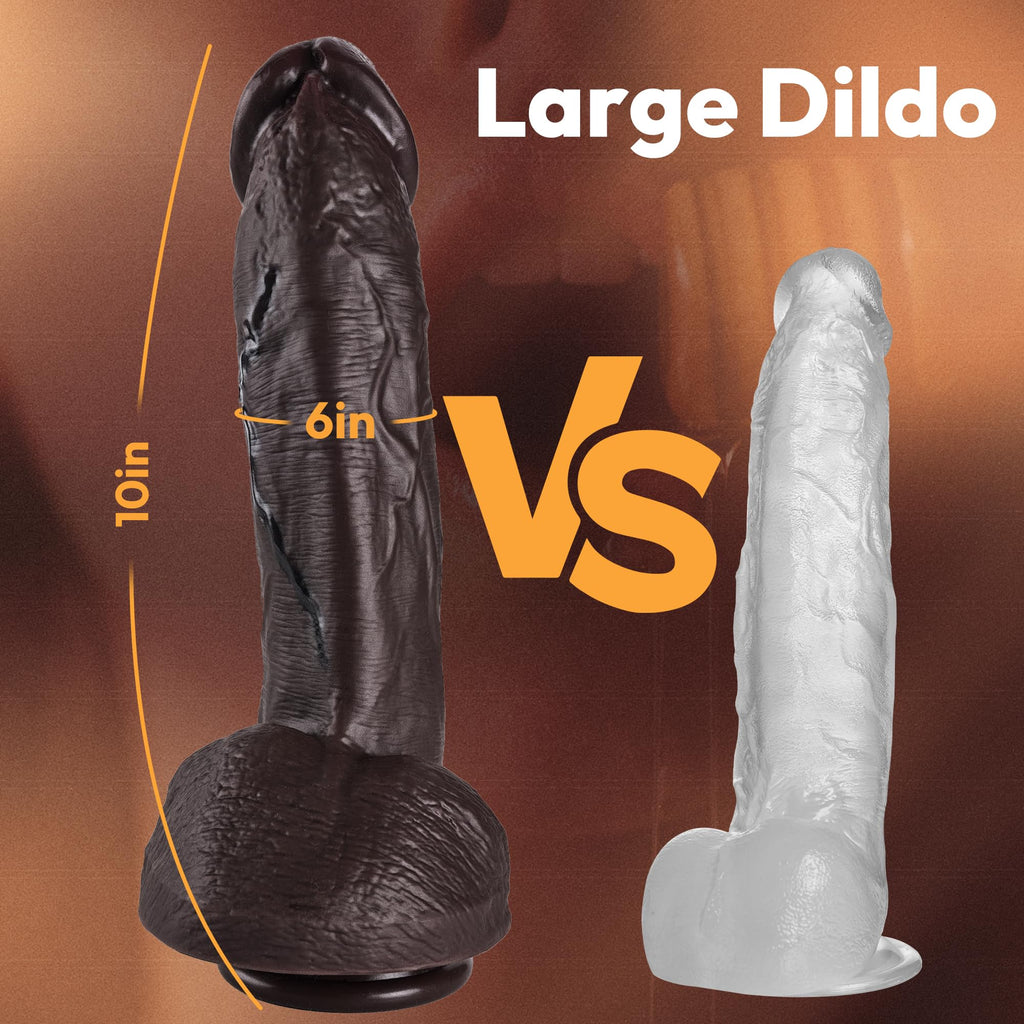 9-Inch Realistic Big Black Silicone Curved Dildo with Suction Cup D405080