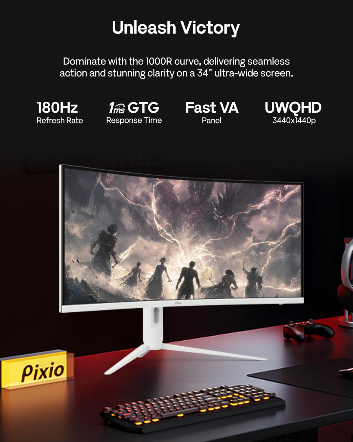 White 34" 180Hz Curved Gaming Monitor G23184