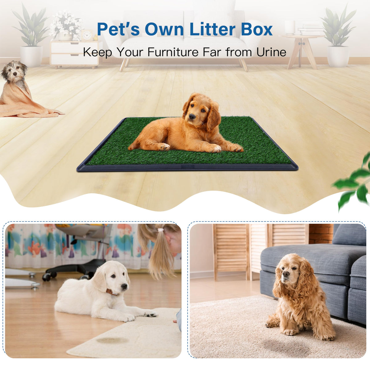 Artificial Dog Grass Pad with Tray 16x20 inches E936