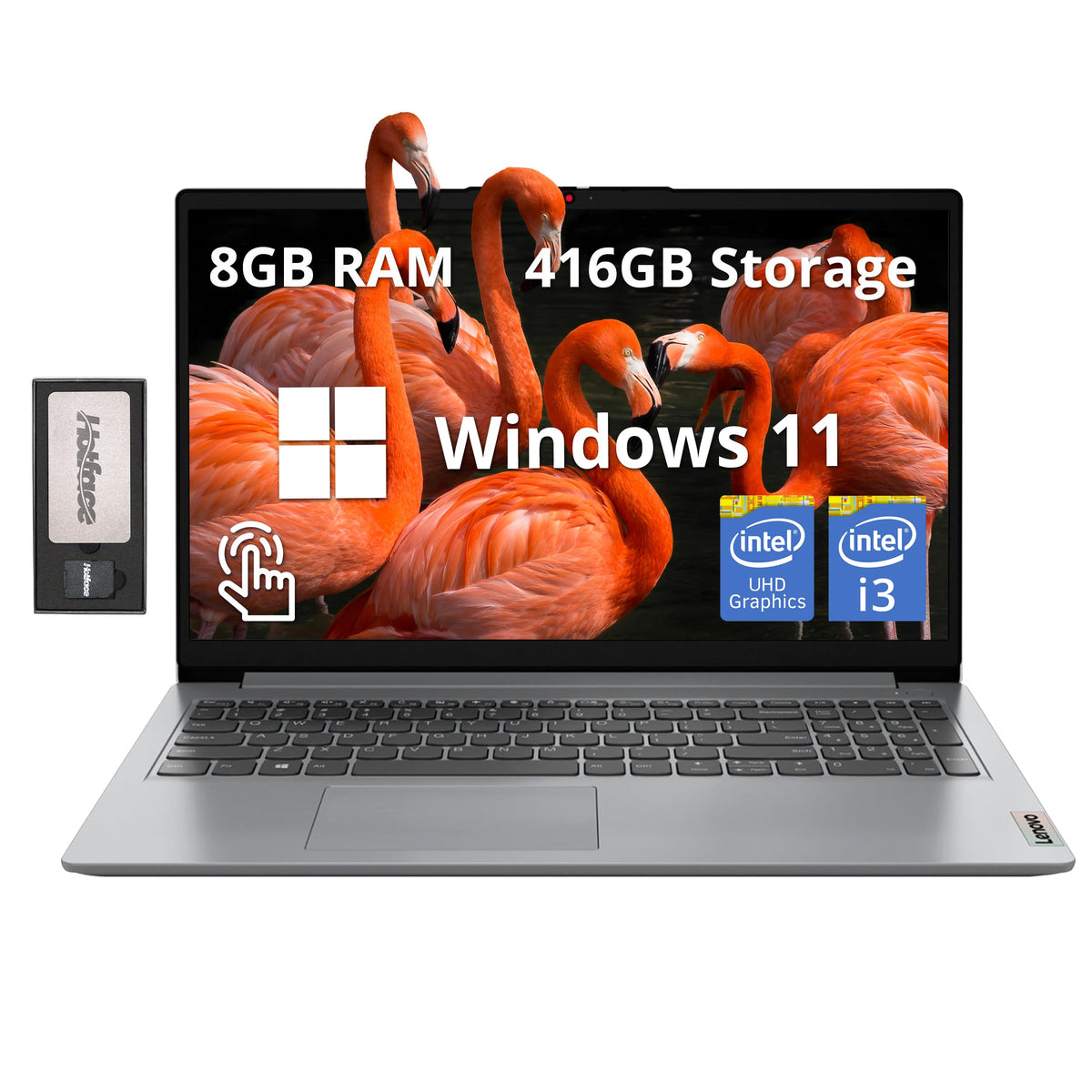 15.6" FHD Touchscreen Laptop, Intel i3, 8GB RAM, 256GB SSD, Gray W740