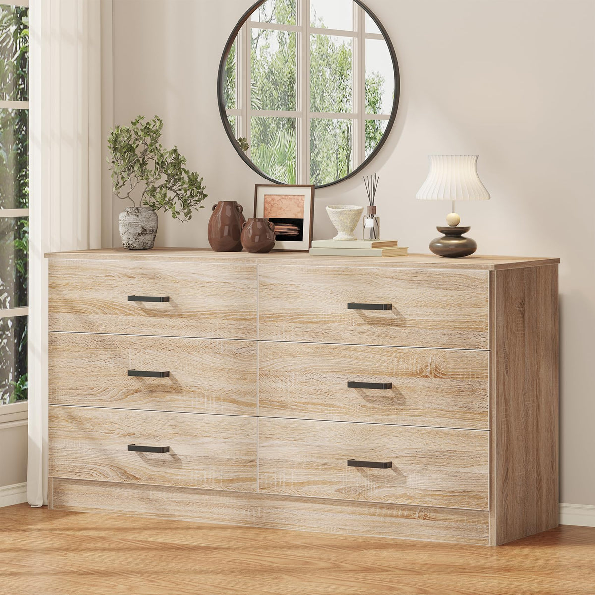 Light Oak 6 Drawer Dresser B1446