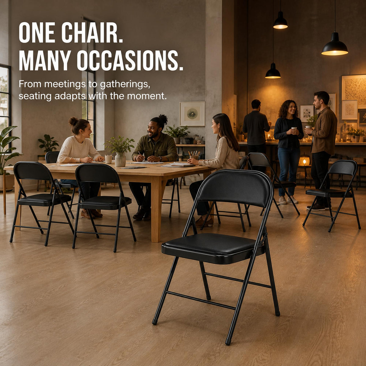 10 Pack Black Folding Chairs A80271