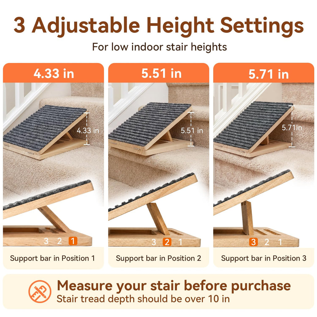 Adjustable Non-Slip Wooden Dog Ramp R748360
