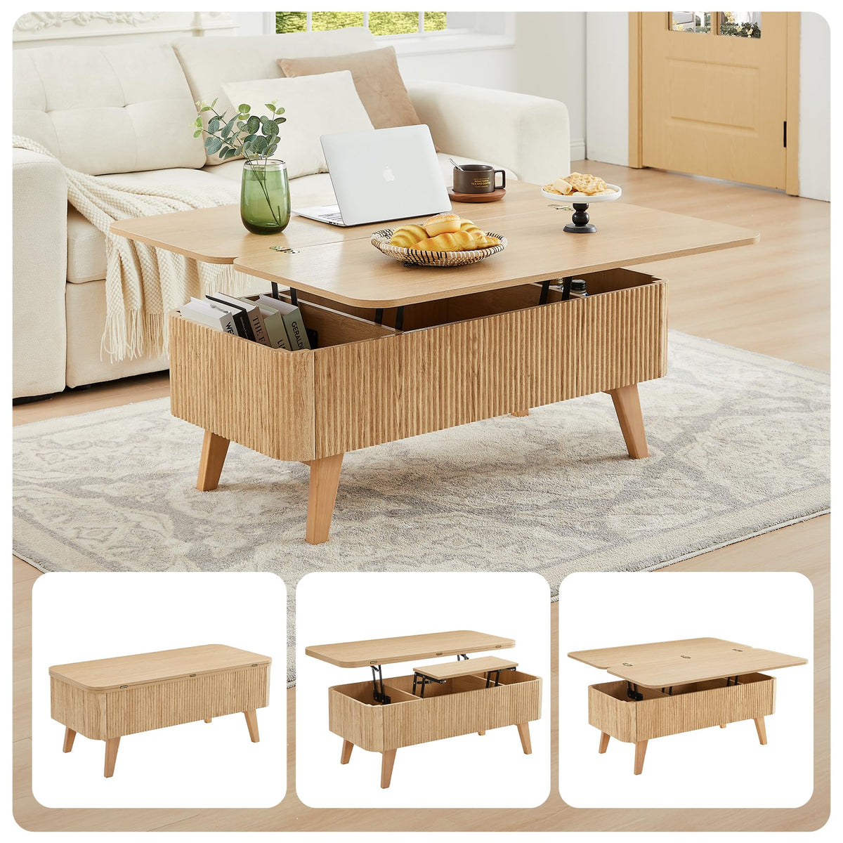 3 in 1 Lift Top Convertible Coffee Table with Storage L2241