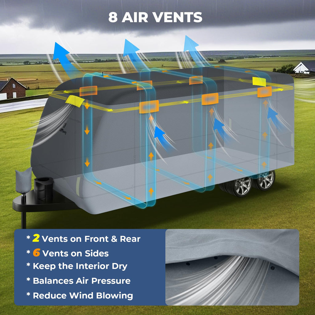 9-Layer Heavy Duty Waterproof Travel Trailer RV Cover O5325