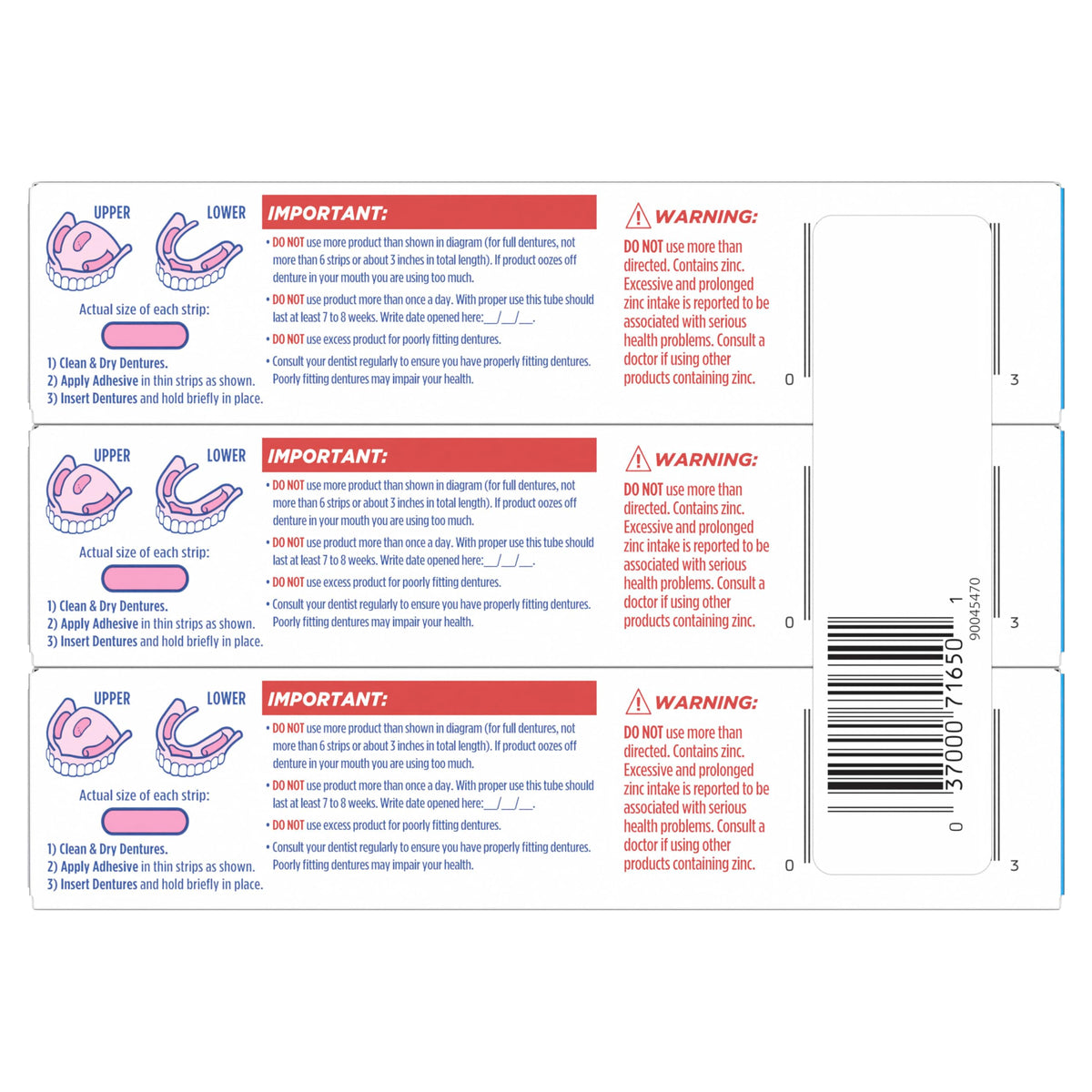 Denture Adhesive Cream 2.4 oz 3-Pack K64114