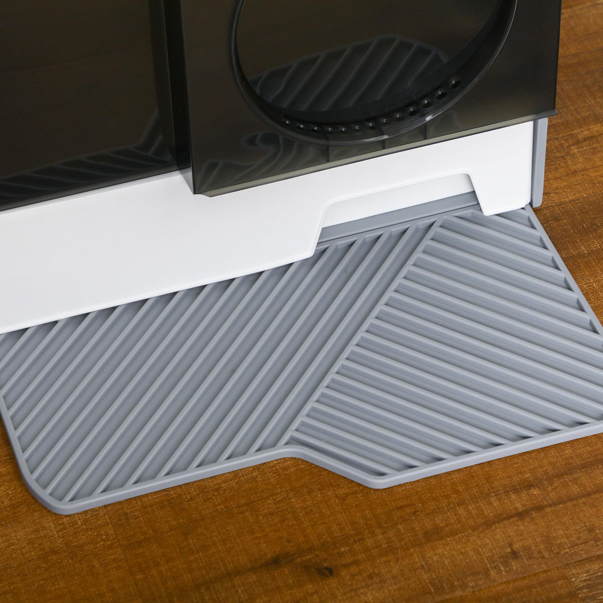 Hooded Cat Litter Box with Litter Mat, Pull-Out Drawer, Handle, Scoop, Gray Y390740
