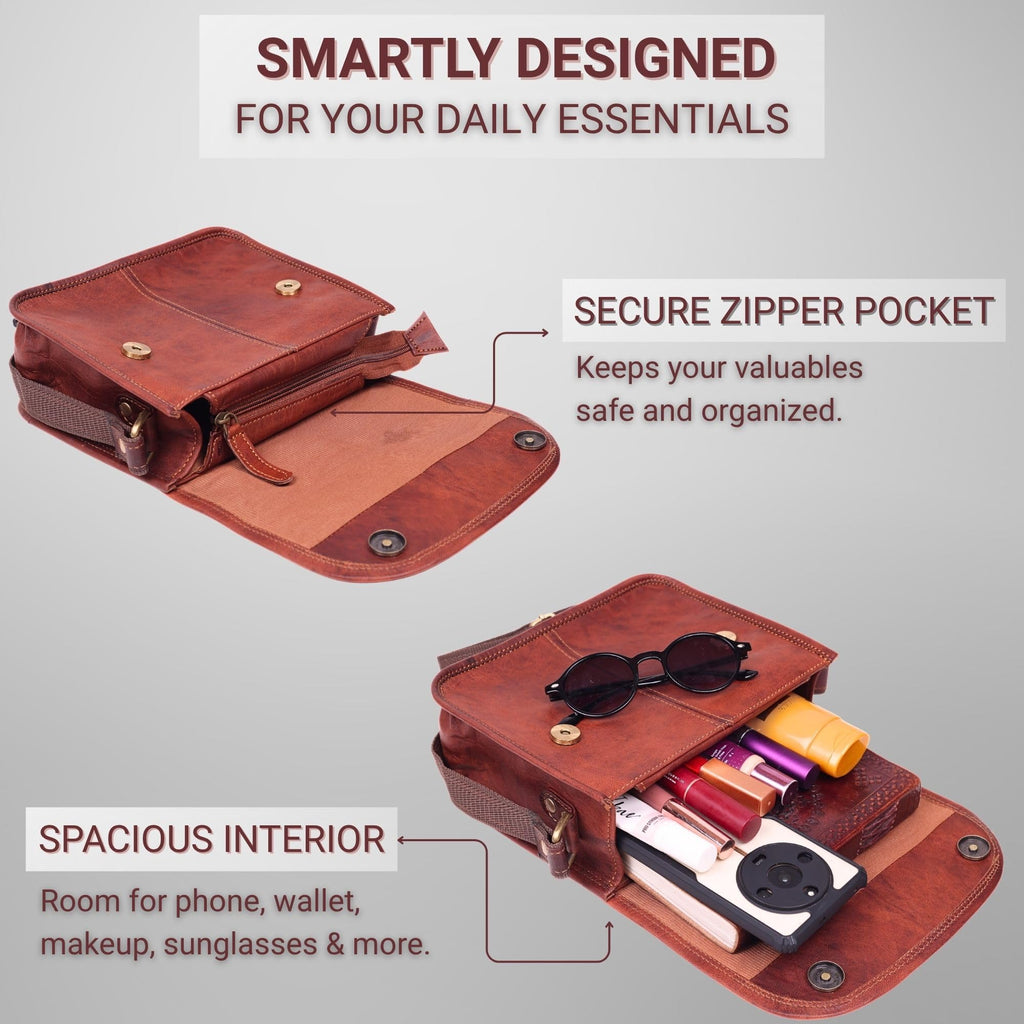 Brown Leather Crossbody Purse W64075