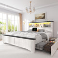 White Full Size Bed Frame with Headboard and Storage T42881