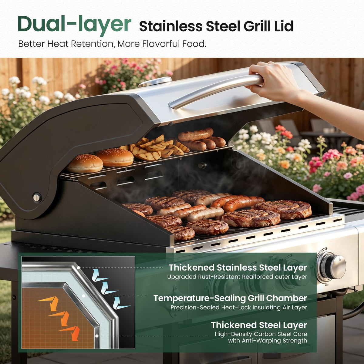 4 Burner Propane Gas Grill with Infrared Side Burner Y32089