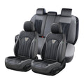 Leather Seat Covers Full Set 5 Seats Gray Black K513822
