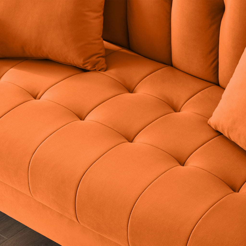 Orange Velvet Tufted Loveseat Sofa G970917