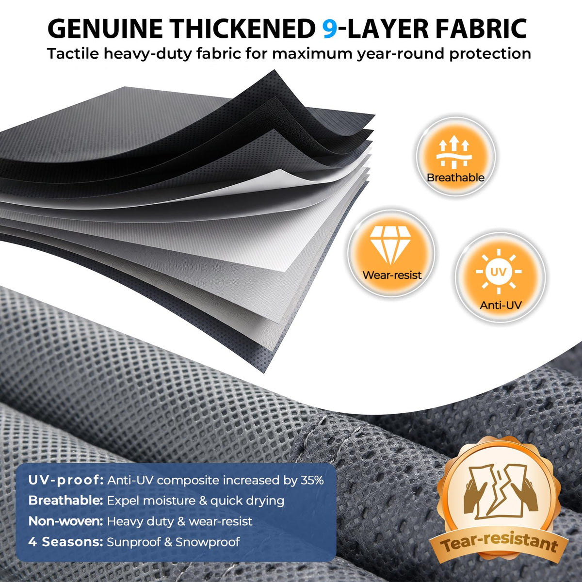 9-Layer Heavy Duty Waterproof Travel Trailer RV Cover O5325