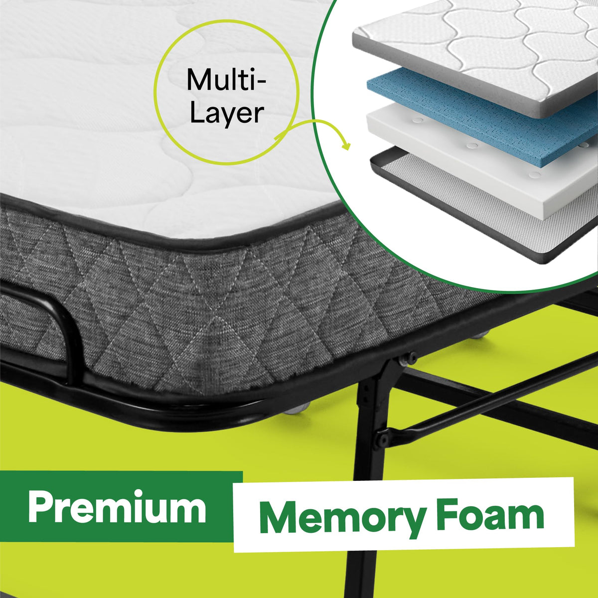 Folding Bed with Mattress Twin Size 5-inch Memory Foam J210