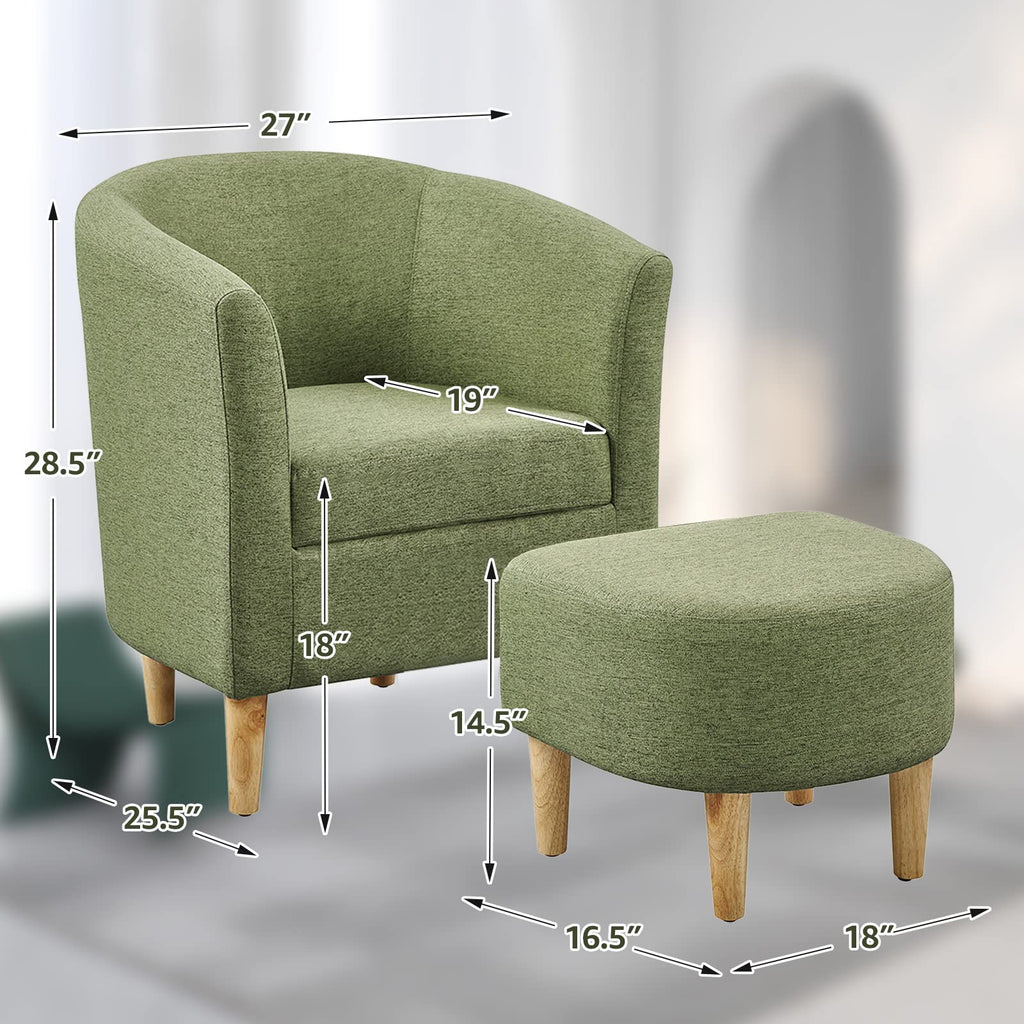 Green Accent Chair with Ottoman T77996