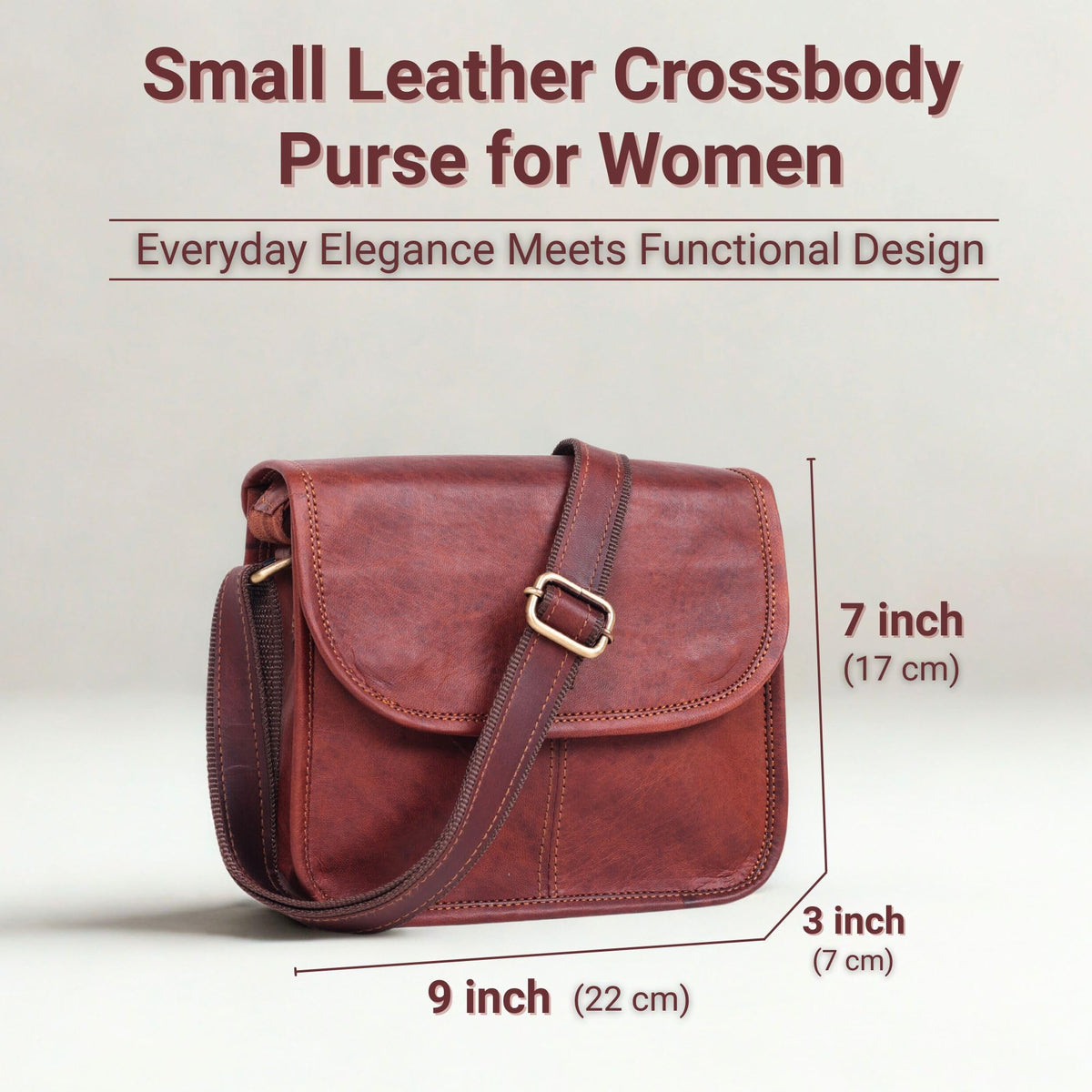 Brown Leather Crossbody Purse W64075