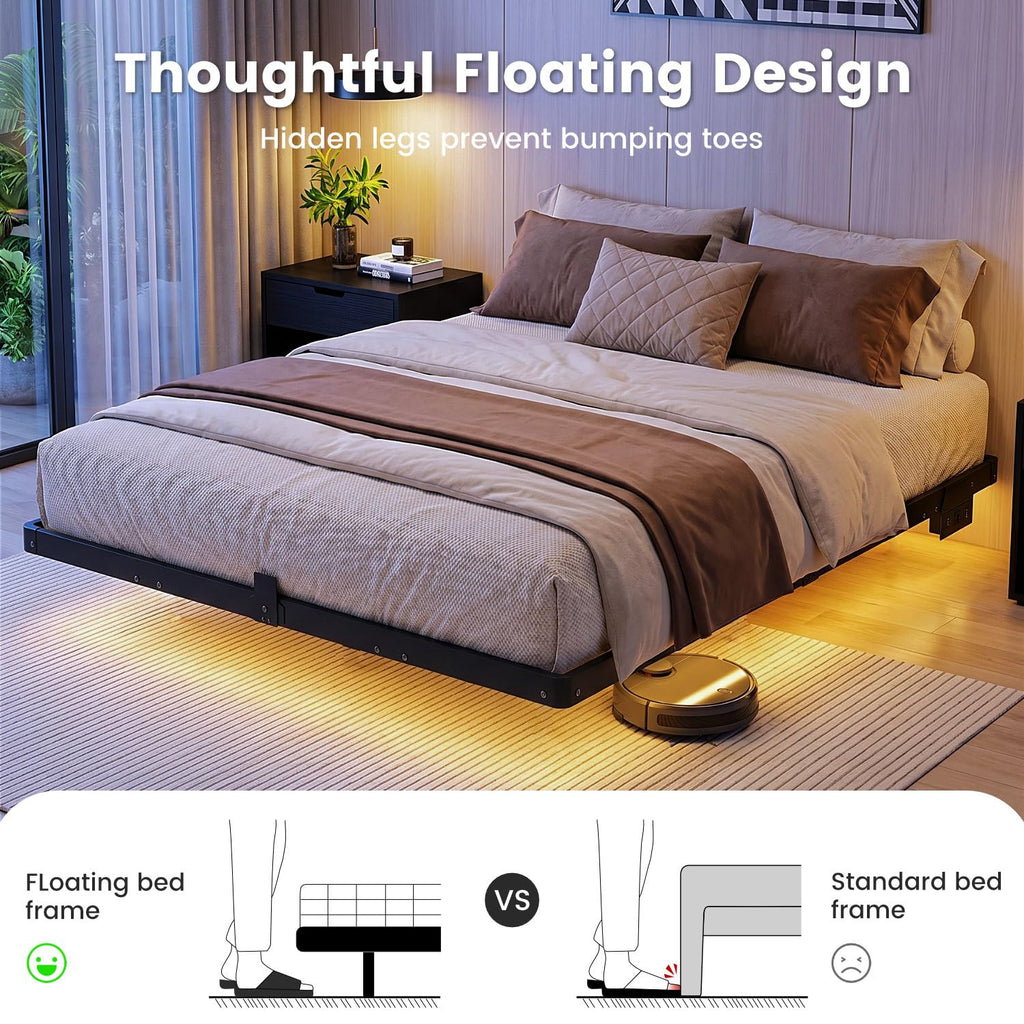 Full Floating Bed Frame with LED Lights X972