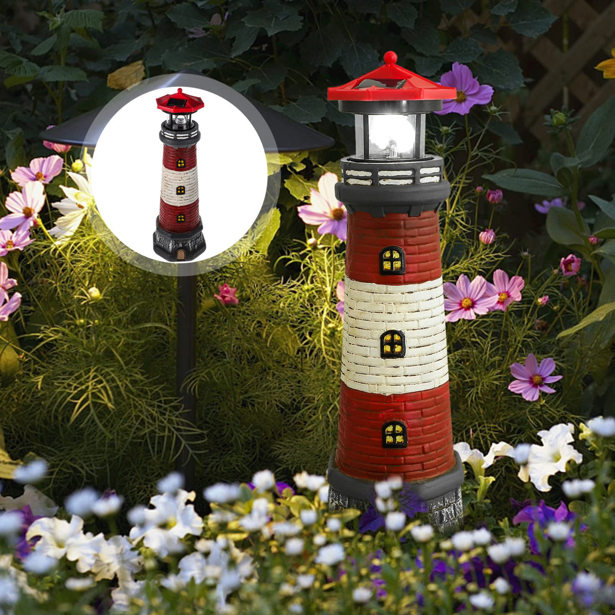 Solar Lighthouse Statue 14.76 Inch E39197