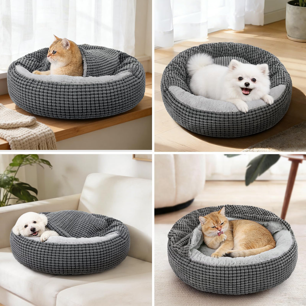 Small Dog Bed with Attached Blanket, 23inch J396