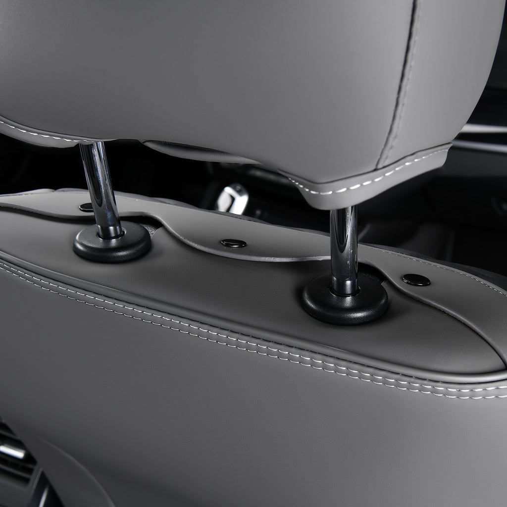 Leather Seat Covers Full Set 5 Seats Gray Black K513822