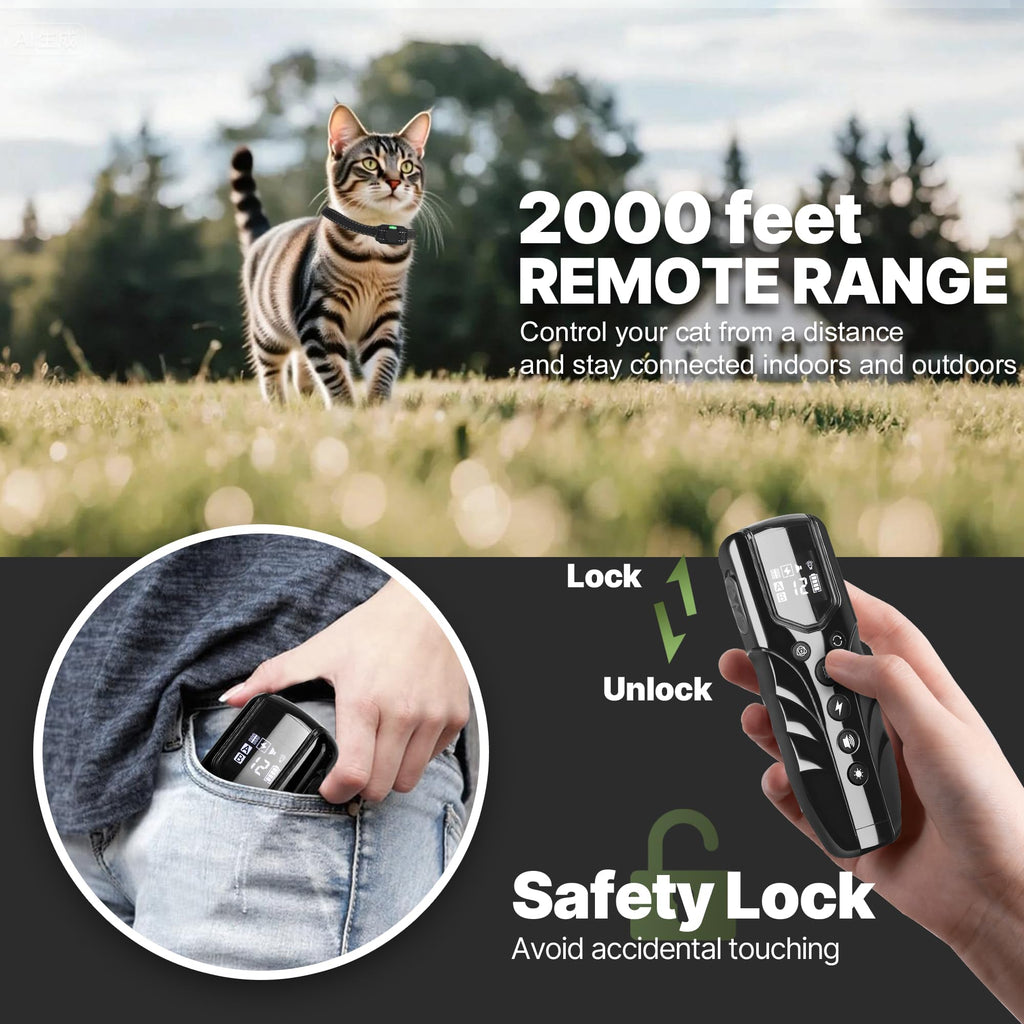 Small Cat Training Collar with Remote, Waterproof Rechargeable, Black U382144