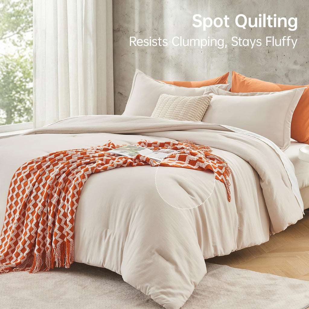 Beige King Size 3 Piece Comforter Set I862