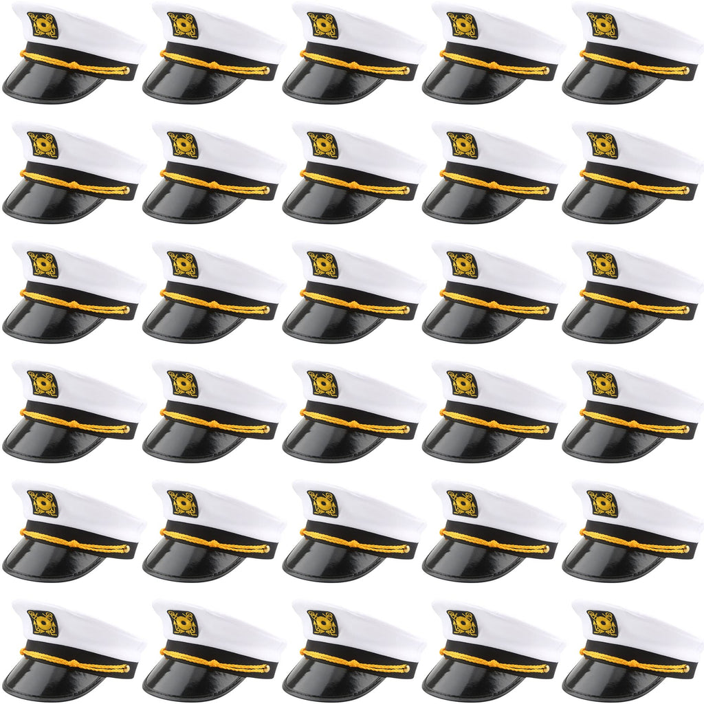 White Adjustable Captain Hats 30 Pack M620694