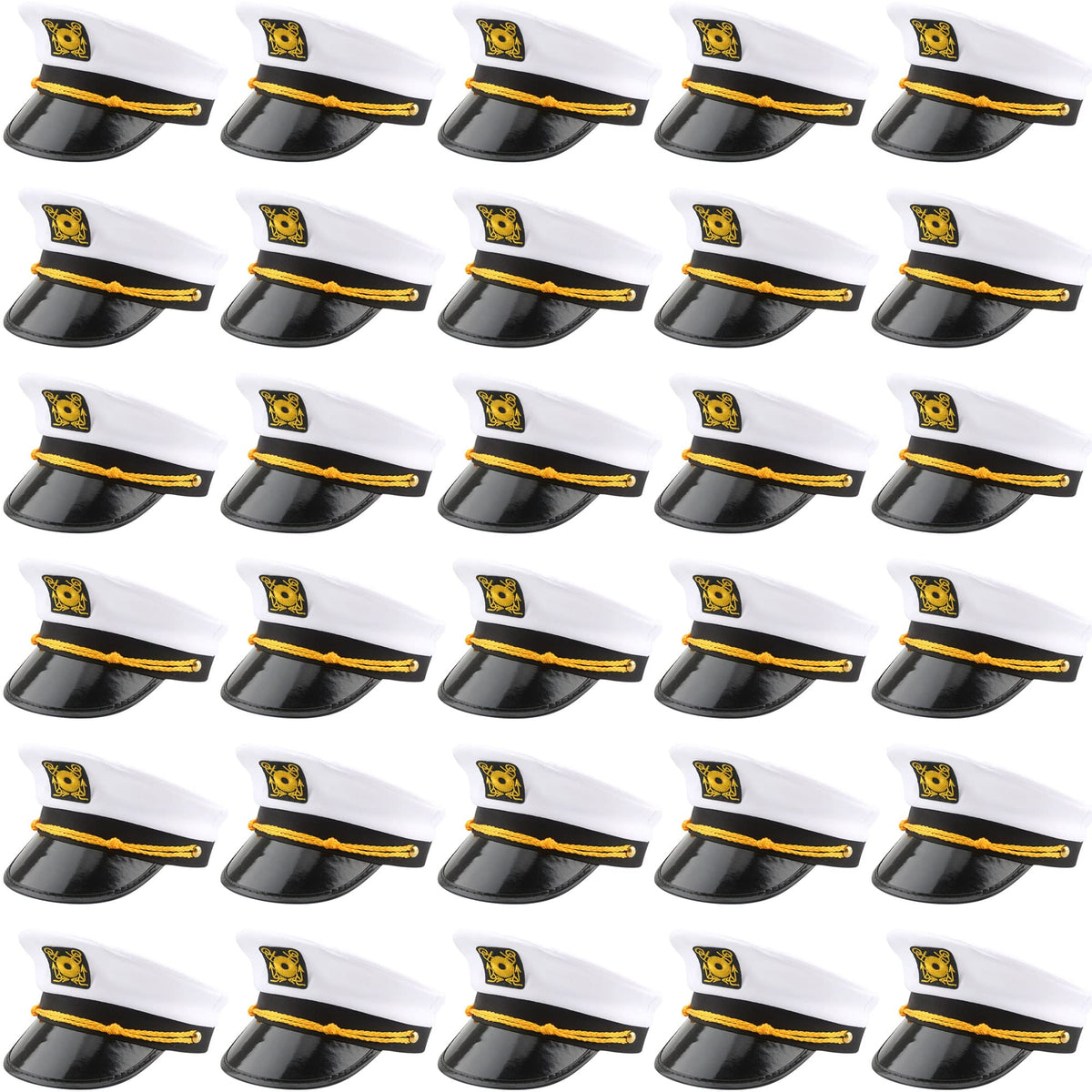 White Adjustable Captain Hats 30 Pack M620694