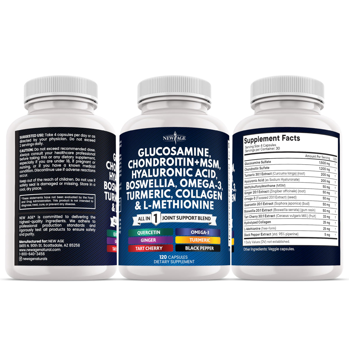 Glucosamine Chondroitin MSM Turmeric Collagen 240 Count E458