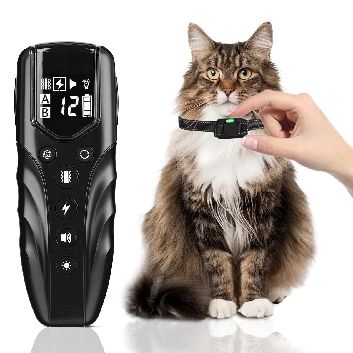 Small Cat Training Collar with Remote, Waterproof Rechargeable, Black U382144